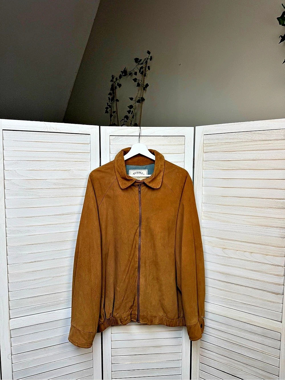 Aberdeen Collection Brown Suede Leather Bomber Jacket – Size L/G
